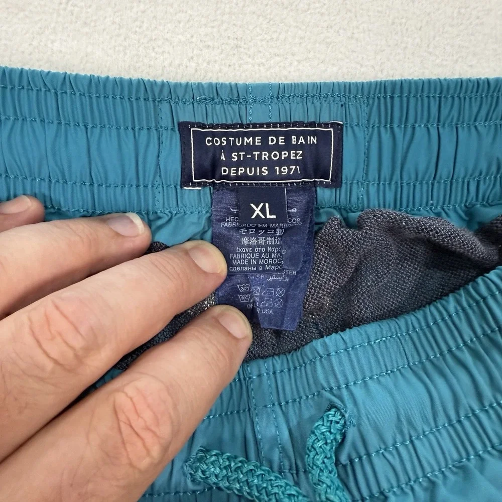 Vilebrequin Men's Solid Blue Aqua Lined Swim Shorts Turquoise Size XL